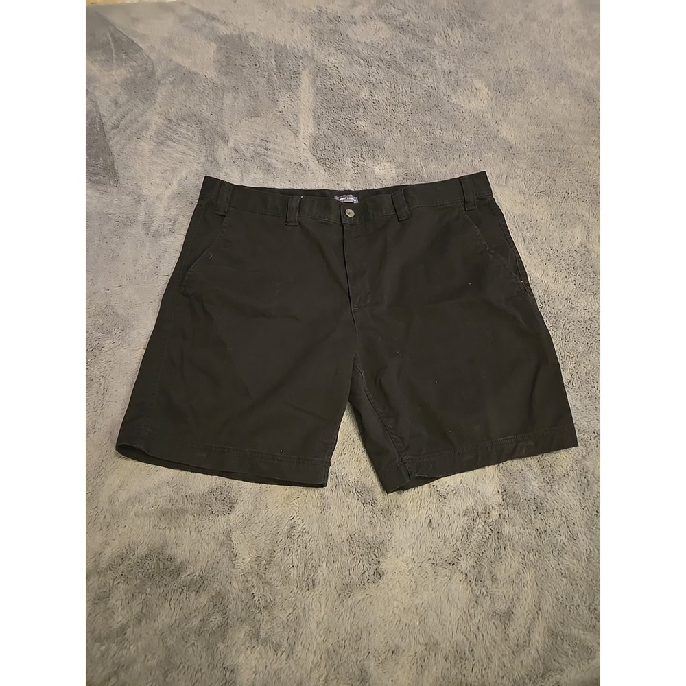 St Johns Bay Mens 46 Black Shorts Cotton Stretch Casual Flat Front EUC